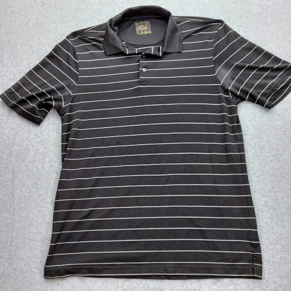 Greg‎ Norman  Golf  Mens  Medium Black and White  Striped Polo